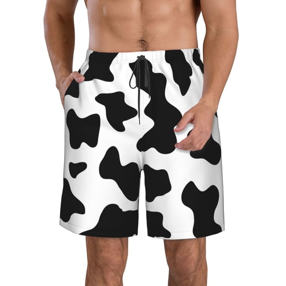 Vsdgher Milk Cow Men's Beach Shorts, Surfing shorts, Swim trunks, Quick Dry Swim Trunks for Surfing Beach Fun -X-Large