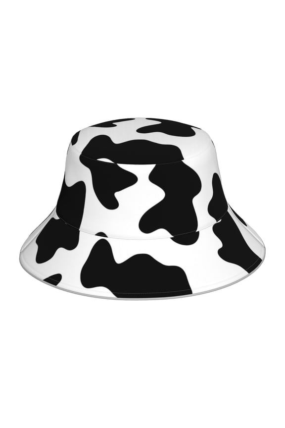 Milk Cow Print Bucket Hat for Men&Women Bucket Hat Reversible Summer Double-Side-Wear Travel Gardening, Beach, Camping, Hiking, Fishing Cap