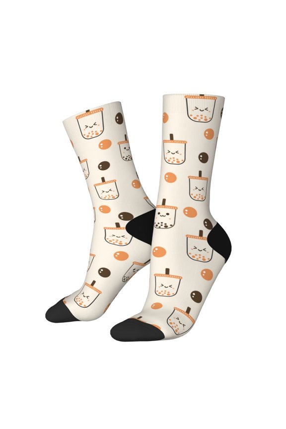 Milk Tea Crew Socks for Men & Women, Breathable Casual Athletic Ankle Socks