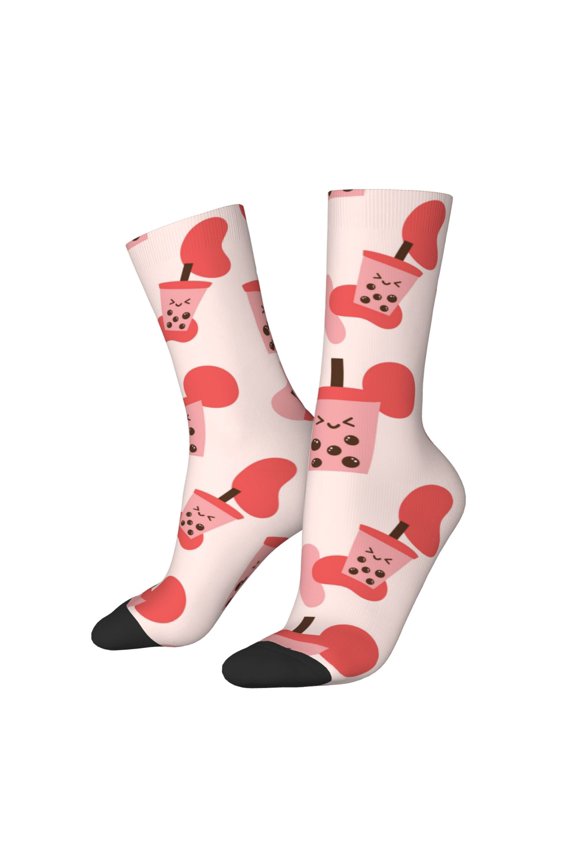 Milk Tea Crew Socks for Men & Women, Breathable Casual Athletic Ankle Socks