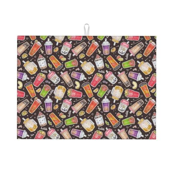 Vsdgher Milk Tea Dish Drying Mat Super Absorbent Drying Mat Large Dish Drying Mats for Kitchen Counter Kitchen Drying Mat 24" x 18"