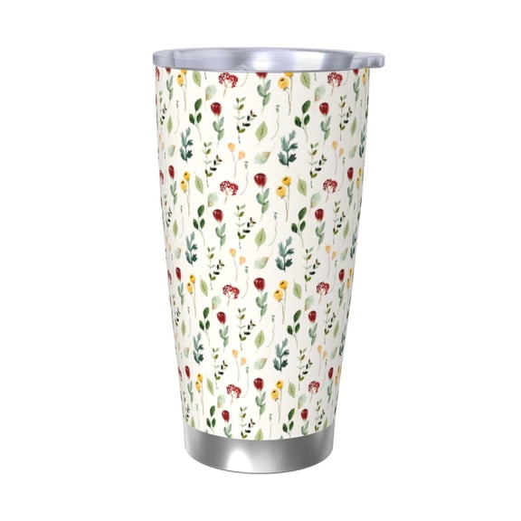 Vsdgher Mini Wildflower Watercolor 20 Oz Stainless Steel Vacuum Insulated, Travel Mug Coffee Cup for Home, Office, Outdoor Works Great for Ice Drinks and Hot Beverage -Without Straw