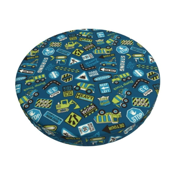 Vsdgher Modern Excavator Print Stool Covers Round,Stretch Round Stool Covers Washable Stool Cushion Slipcover Elastic Chair Covers for 12-14 Inch Chair