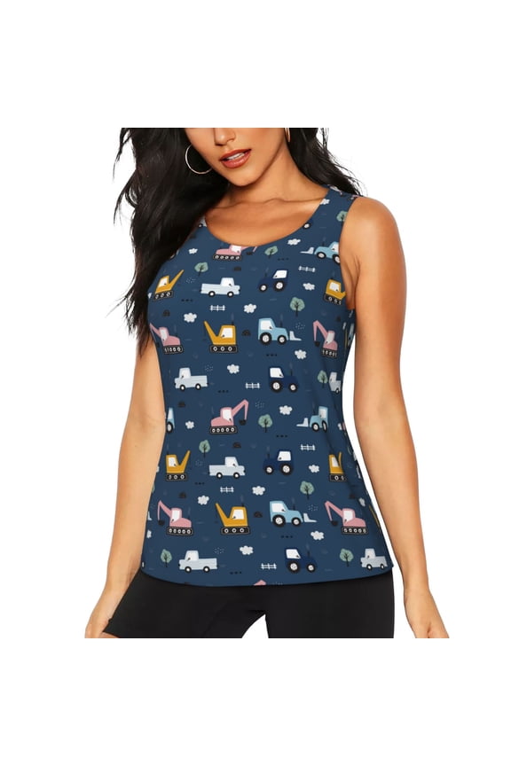 Modern Modern Excavator Print Tank Top Sports Vest Bra for Women Sports ,Performance Stretchy Quick Dry Sports Workout Running Top Vest with Removable Pads