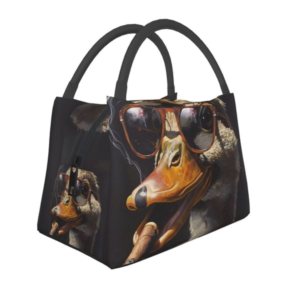 Vsdgher Modern Funny Duck Print Insulated Reusable Bags with Sturdy Zipper and Handles, Foldable Totes for Hot or Cold Food Bring or Delivery