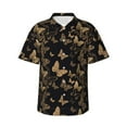 thumbnail image 1 of Vsdgher Modern Golden Butterfly Print Men's Hawaiian Shirts Button Down Tropical Holiday Beach Shirts Vacation Clothes,3X-Large, 1 of 7