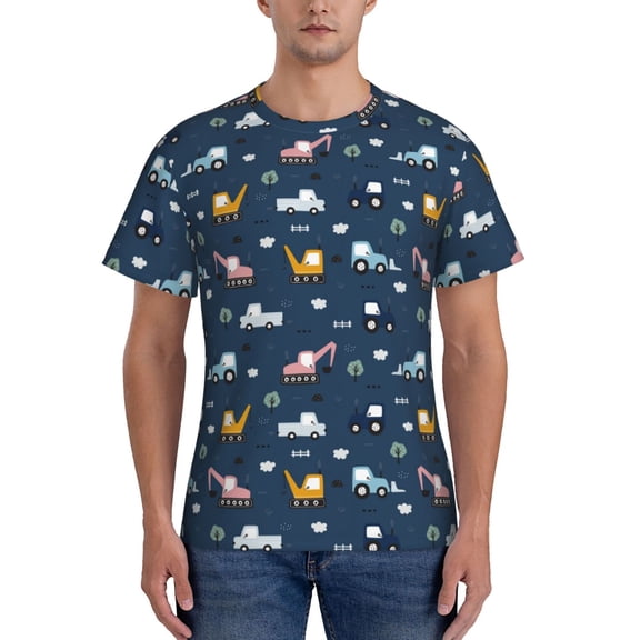 Vsdgher Modern Modern Excavator Print Men's Dry Fit Mesh Athletic Shirts Moisture Wicking Tennis T-Shirt Tops