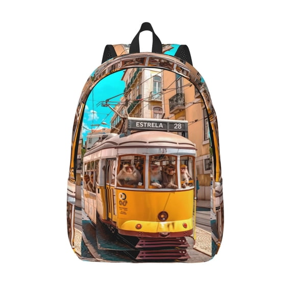 Vsdgher Modern Urban Monkey Print Canvas Backpack Travel Rucksack Unisex Knapsack 15.7/17.7Inch Laptop Backpack for Work,College -Medium