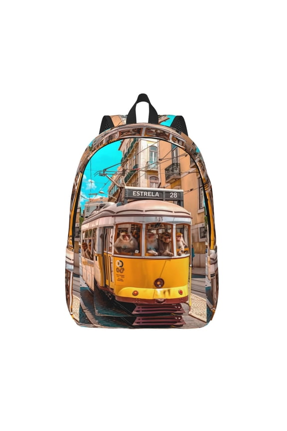 Modern Urban Monkey Print Canvas Backpack Travel Rucksack Unisex Knapsack 15.7/17.7Inch Laptop Backpack for Work,College -Medium