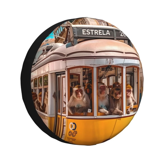 Vsdgher Modern Urban Monkey for Spare Tire Cover, Tire Wheel Protector Wheel Cover Fit for Truck,Trailer,RV,SUV,Camper and Most Vehicle-14 inch