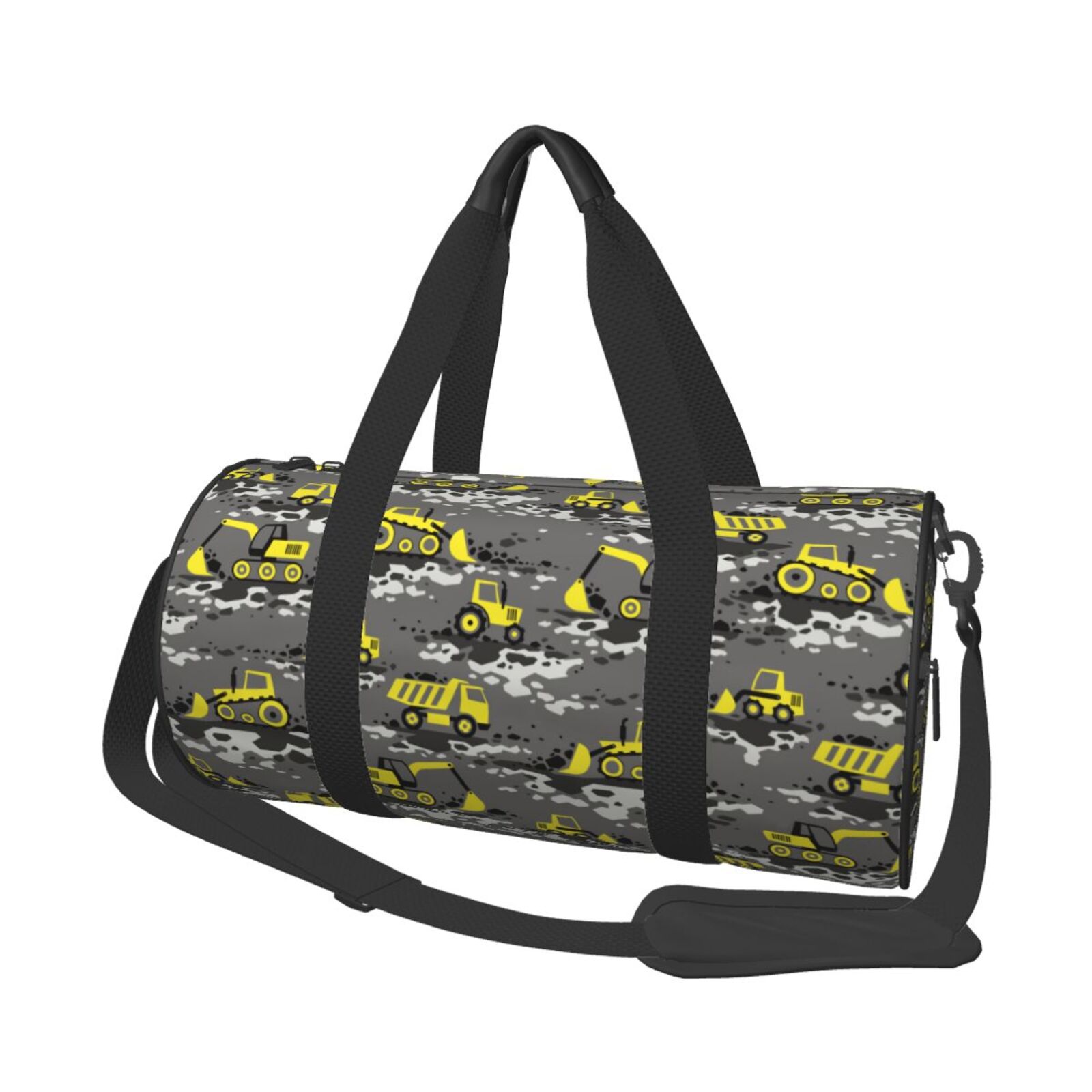 Vsdgher Modern Yellow Excavator 45L Foldable Duffel Bag, Sports Gym Bag,Overnight Bag, Portable Weekender Bag for Airplanes