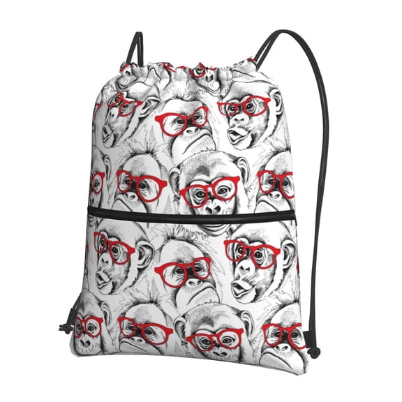 Vsdgher Monkey Drawstring Backpack Water Resistant String Bag Sports Sackpack Gym Sack for Men Women