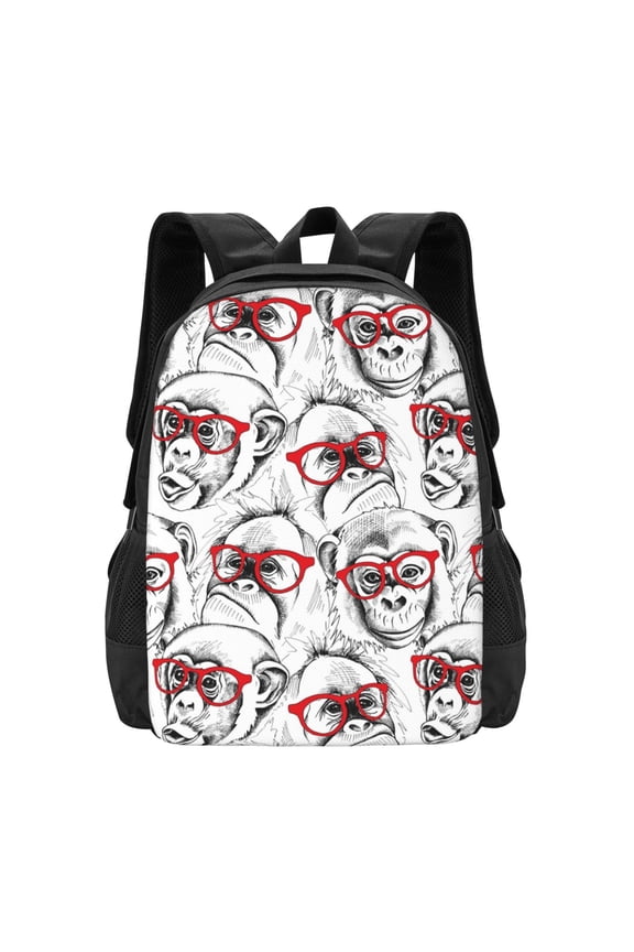 Monkey Print Backpack for Women Men School Bookbag with Laptop Compartment for College Work Travel, Simple Fashion Casual Daypack, Fit 15" Laptop