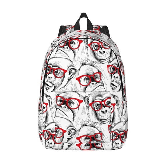 Vsdgher Monkey Print Canvas Backpack Travel Rucksack Unisex Knapsack 15.7/17.7Inch Laptop Backpack for Work,College -Medium