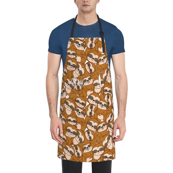 Vsdgher Monkey Sloth Waterproof Apron with 2 Pockets Kitchen Chef Aprons Bibs for Grooming Cooking Baking Painting Gardening
