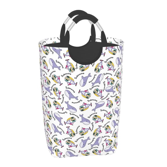 Vsdgher Monkey Submarine Captain Print Square Laundry Bag Large Collapsible Dirty Clothes Bags With Handles Waterproof Essentials Storage For College Dorm, Family