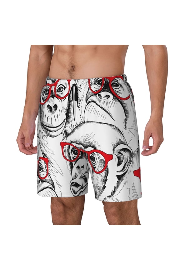 Monkey for Mens Swim Trunks with Compression Liner Swim Shorts Swim Suits Board Shorts-Medium