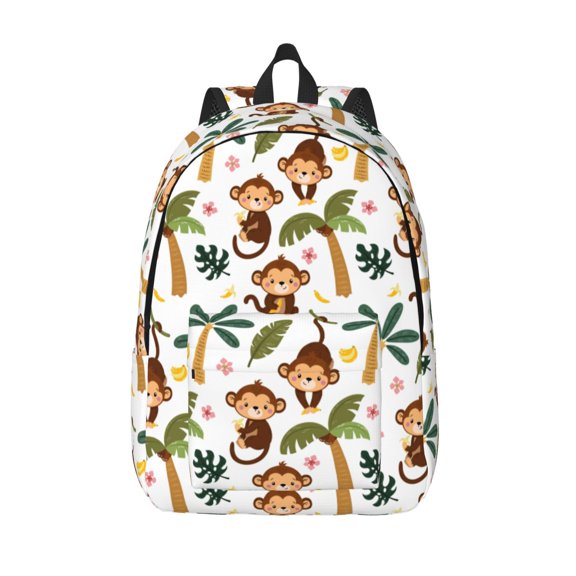 Vsdgher Monkeys Swinging from Palms Print Canvas Backpack Travel Rucksack Unisex Knapsack 15.7/17.7Inch Laptop Backpack for Work,College -Medium