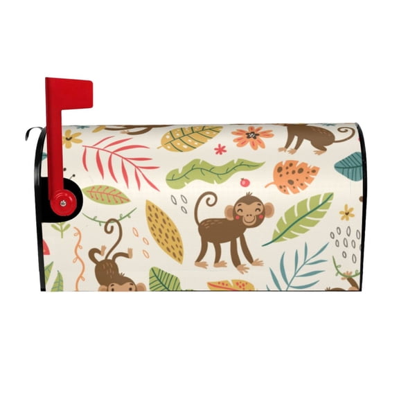 Vsdgher Monkeys in the Jungle Mailbox Cover Magnetic Mailbox Wraps Post Letter Box Cover for Garden Yard Home Decor 2 Sizes-21x18 in