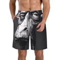 thumbnail image 1 of Vsdgher Monochrome Giraffe Expression Men's Beach Shorts, Surfing shorts, Swim trunks, Quick Dry Swim Trunks for Surfing Beach Fun -Large, 1 of 6