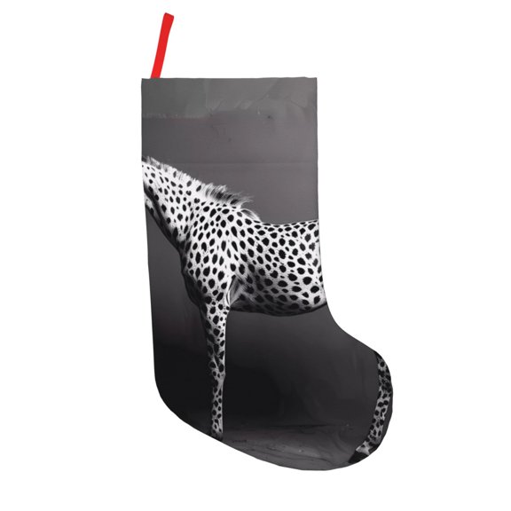 Vsdgher Monochrome Leopard Horse Christmas Stockings 18 inch Large Kids Stocking Bags Hanging Socks for Christmas Decor Decorations