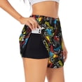 thumbnail image 1 of Vsdgher Monster Car Print Women's Running Double Layer Shorts High Waisted with Pockets Elastic Yoga Workout Athletic Gym Sports, 1 of 8