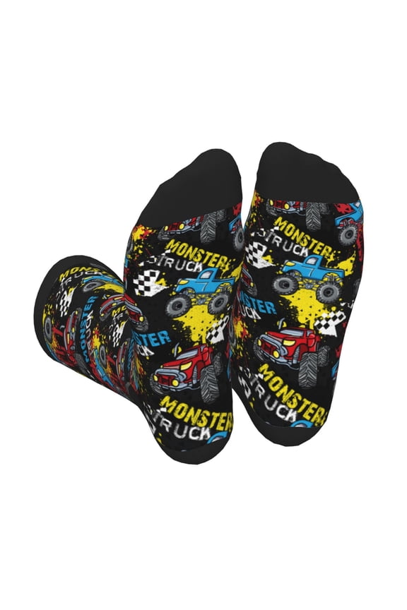 Monster Car Unisex Crew Socks Lightweight Breathable Ventilation Ankle Socks, Mid-calf socks for Daily