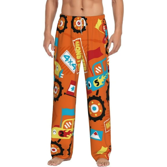 Vsdgher Monster Truck Print Mens Pajama Pants Sleep & Lounge Pants, PJ Bottoms With elastic waistb and Pockets