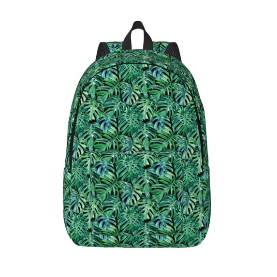 Vsdgher Monstera Leaves Print Canvas Backpack Travel Rucksack Unisex Knapsack 15.7/17.7Inch Laptop Backpack for Work,College -Medium