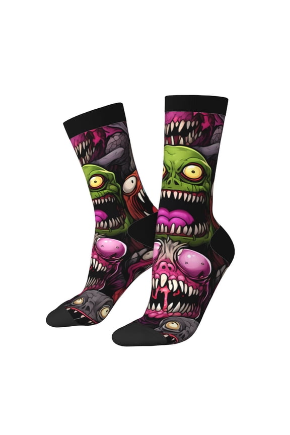 Monstrous Cartoon Characters Crew Socks for Men & Women, Breathable Casual Athletic Ankle Socks