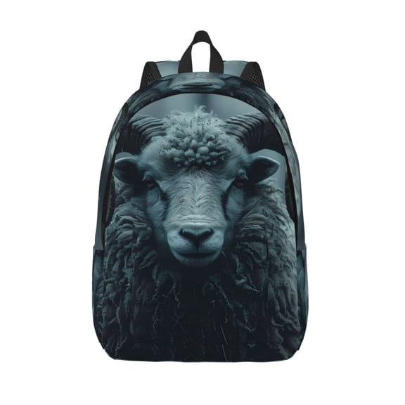 Vsdgher Moody Ram Portrait Print Canvas Backpack Travel Rucksack Unisex Knapsack 15.7/17.7Inch Laptop Backpack for Work,College -Medium