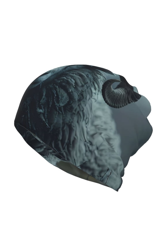 Moody Ram Portrait Slouchy Beanie Hat for Men/Women, Skull Cap Chemo Cap Night Sleeping Cap