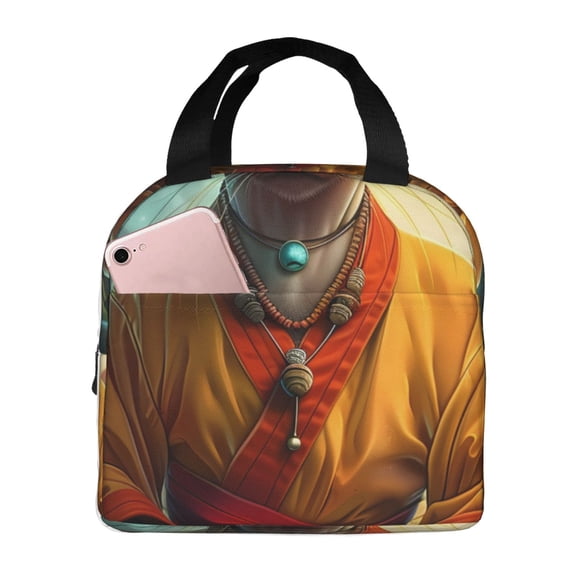 Vsdgher Moonlit Hairless Cat Monk Lunch Bag, Lunch Box for Women Adult Men, Lunch Tote Insulated Cooler Lunch Container for Work/Office/Picnic/Travel