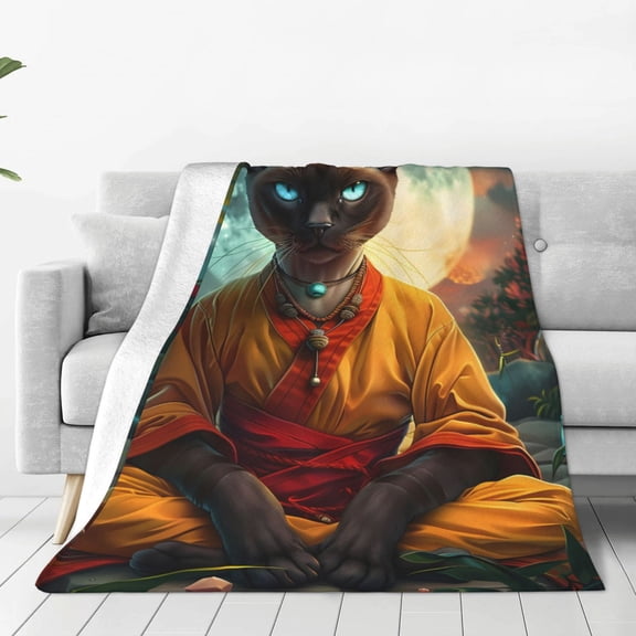 Vsdgher Moonlit Hairless Cat Monk Ultra-Soft Micro flannel Blanket Throw Blankets for Couch Sofa, Bed (4 sizes)-40"x30"