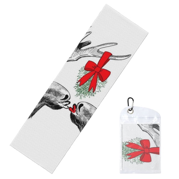 Vsdgher Moose Kissing Under Mistletoe Cooling Towel (40"x12"), Soft Breathable Chilly Towel, Ice Towel, Microfiber Towel for Sport, Workout & More Activities