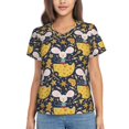 thumbnail image 1 of Vsdgher Mouse Cheese Women Shirts V Neck Short Sleeve Tops T-Shirt Basic Tees, S to 3XLLarge, 1 of 5