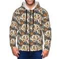 thumbnail image 1 of Vsdgher Multi-Colored Roosters Mens Hoodies Zip Hoodie, Hoodies for Men, Zip-up Hooded Sweatshirt-Small, 1 of 5