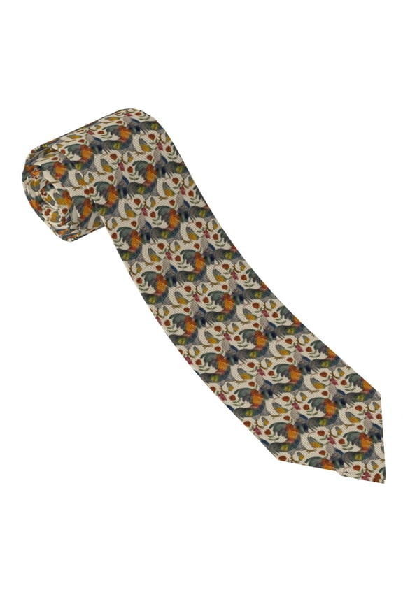 Multi-Colored Roosters Print Ties for Men 4.7" Formal Necktie Wedding Accessory Men's Business Ties for Wedding Bussiness Work
