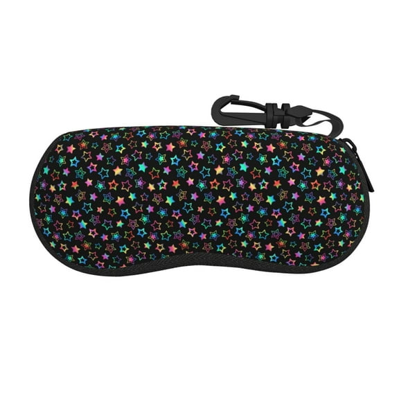 Vsdgher Multi-Colored Stars Sunglasses Soft Case Neoprene Zipper Eyeglass Case, Zipper Portable Spectacle Cases for Men Women
