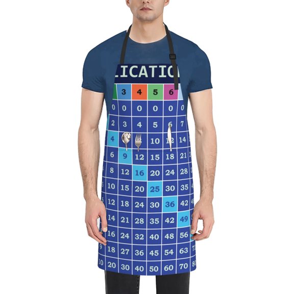 Vsdgher Multiplication Table Waterproof Apron with 2 Pockets Kitchen Chef Aprons Bibs for Grooming Cooking Baking Painting Gardening