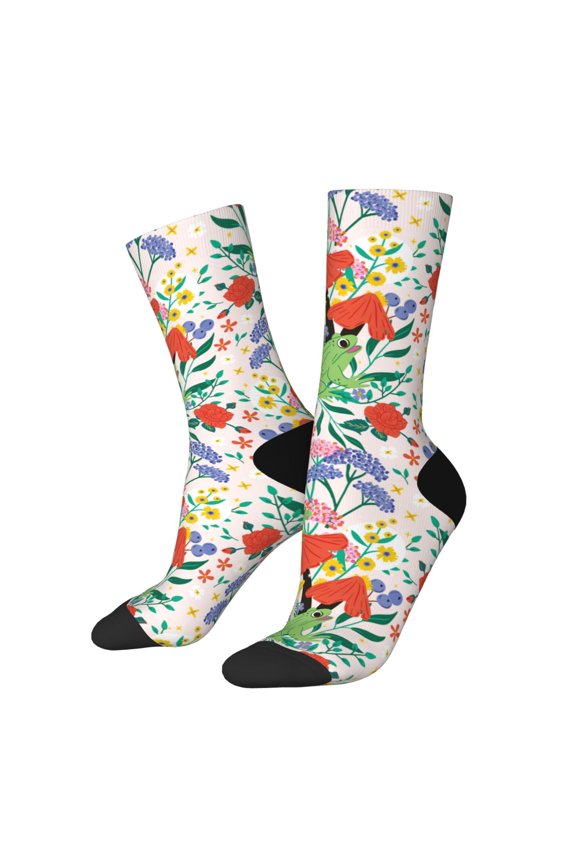 Mushroom and Frogs Crew Socks for Men & Women, Breathable Casual Athletic Ankle Socks