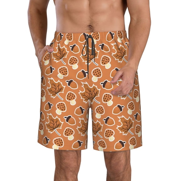 Vsdgher Mushroom maple nuts Men's Beach Shorts, Surfing shorts, Swim trunks, Quick Dry Swim Trunks for Surfing Beach Fun -3X-Large