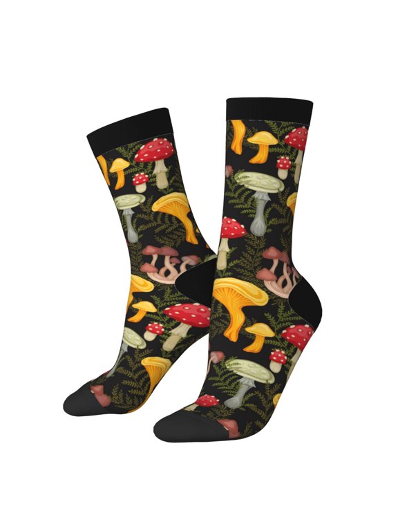 Mushrooms And Fern Stems Crew Socks for Men & Women, Breathable Casual Athletic Ankle Socks