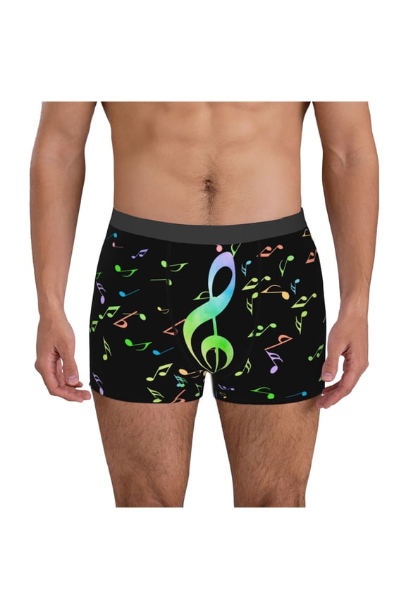Music Notes Pattern Men's Boxer Brief Underwear,Soft Funny Underwear for Men-Medium