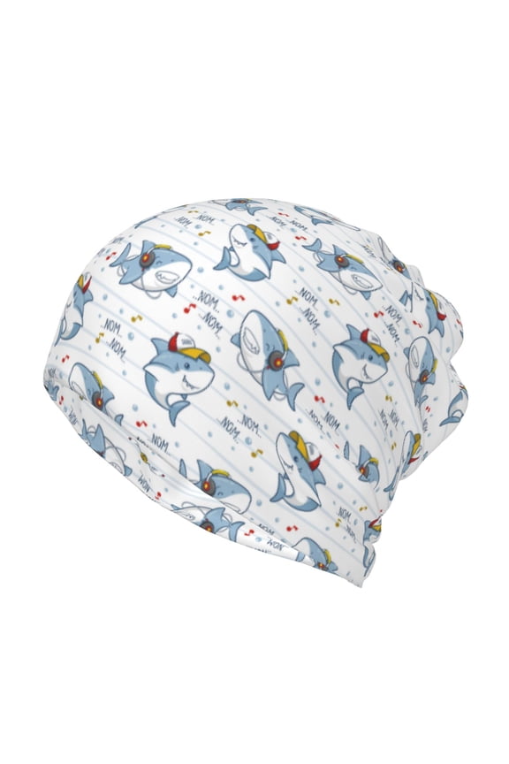 Music Shark Slouchy Beanie Hat for Men/Women, Skull Cap Chemo Cap Night Sleeping Cap