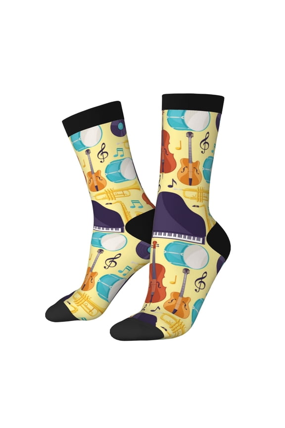 Musical Instruments Crew Socks for Men & Women, Breathable Casual Athletic Ankle Socks