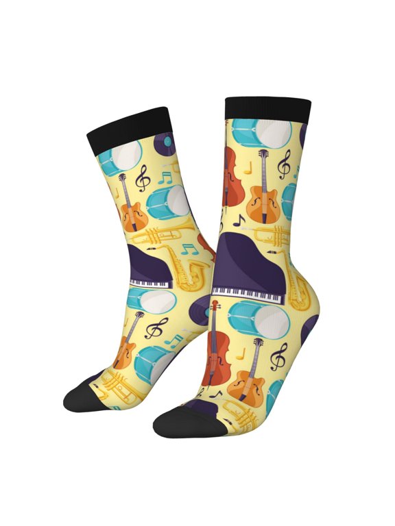 Musical Instruments Crew Socks for Men & Women, Breathable Casual Athletic Ankle Socks