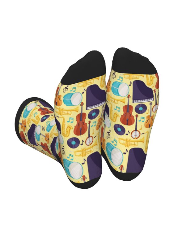 Musical Instruments Unisex Crew Socks Lightweight Breathable Ventilation Ankle Socks, Mid-calf socks for Daily