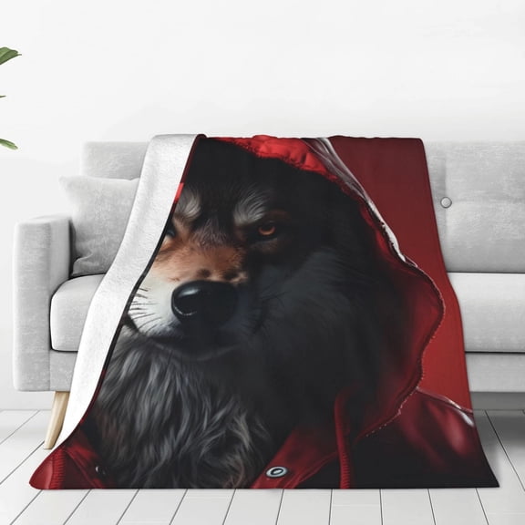 Vsdgher Mysterious Hooded Wolf Ultra-Soft Micro flannel Blanket Throw Blankets for Couch Sofa, Bed (4 sizes)-60"x50"