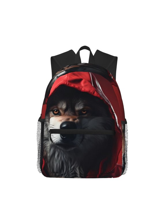 Mysterious Hooded Wolf Unisex Large Capacity Bookbag, Schoolbag, Casual Daypack for High School, College, Teens, Travel, Work